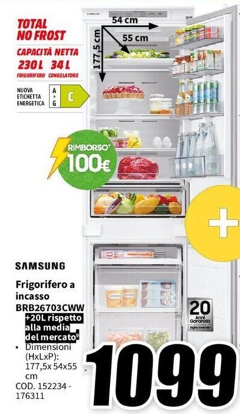 MediaWorld SAMSUNG Frigorifero a incasso BRB26703CWW offerta
