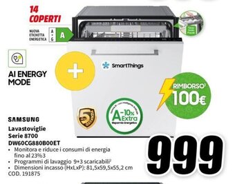 MediaWorld SAMSUNG Lavastoviglie Serie 8700 DW60CG880B00ET offerta