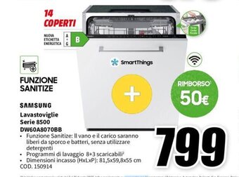 MediaWorld SAMSUNG Lavastoviglie Serie 8500 DW60A8070BB offerta