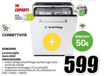 MediaWorld SAMSUNG Lavastoviglie Serie 8500 DW60A8050BB offerta