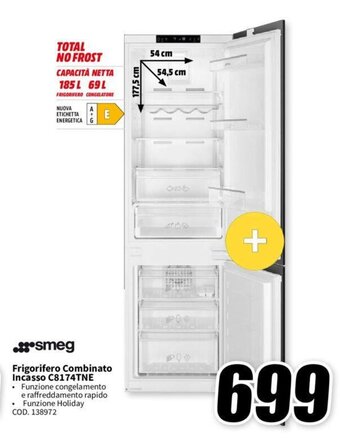 MediaWorld smeg Frigorifero Combinato Incasso C8174TNE offerta