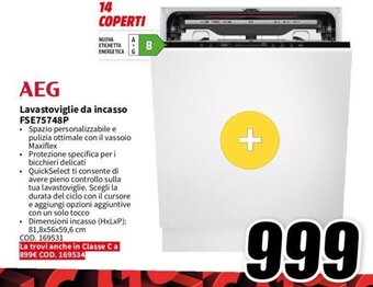 MediaWorld AEG Lavastoviglie da incasso FSE75748P offerta