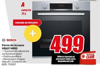 MediaWorld BOSCH Forno da incasso HBA574BRO offerta