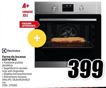 MediaWorld Electrolux Forno da incasso EOF4P46X offerta
