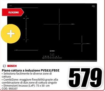 MediaWorld BOSCH Piano cottura a induzione PVS831FB5E offerta