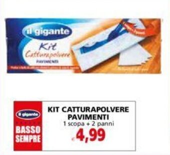 Il Gigante KIT CATTURAPOLVERE PAVIMENTI 1 scopa + 2 panni offerta