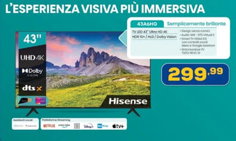 Euronics Hisense TV LED 43" 43A6HG offerta
