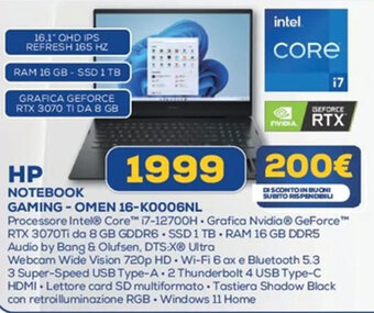 Euronics HP NOTEBOOK GAMING-OMEN 16-KO006NL offerta