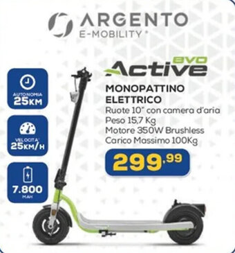 Euronics ARGENTO Active EVO MONOPATTINO ELETTRICO offerta