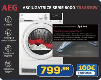 Euronics AEG ASCIUGATRICE SERIE 8000 TR8G83GW offerta