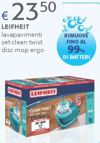 Acqua & Sapone LEIFHEIT lavapavimenti set clean twist disc mop ergo offerta