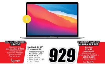 MediaWorld MacBook Air 13" Processore M1 offerta