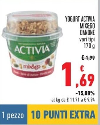 Conad YOGURT ACTIVIA MIX&GO DANONE vari tipi 170 g offerta