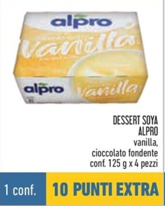 Conad DESSERT SOYA ALPRO vanilla, cioccolato fondente conf. 125 g x 4 pezzi offerta