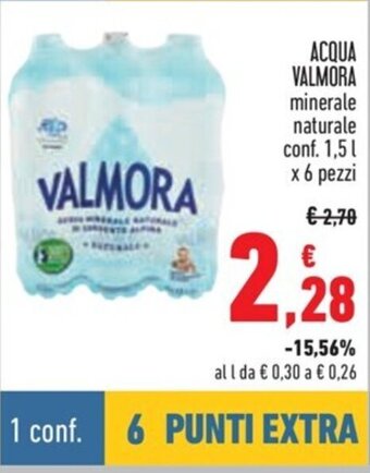 Conad ACQUA VALMORA minerale naturale conf. 1,5 l x 6 pezzi offerta