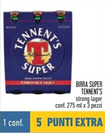 Conad BIRRA SUPER TENNENT'S strong lager conf. 275 ml x 3 pezzi offerta