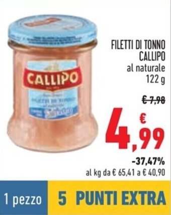 Conad FILETTI DI TONNO CALLIPO al naturale 122 g offerta