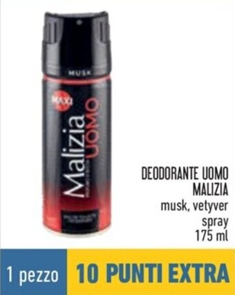 Conad DEODORANTE UOMO MALIZIA musk, vetyver spray 175 ml offerta