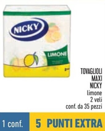 Conad TOVAGLIOLI MAXI NICKY limone 2 veli conf. da 35 pezzi offerta