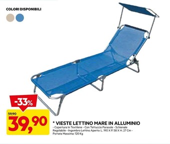 DPiù Vieste lettino mare in alluminio offerta