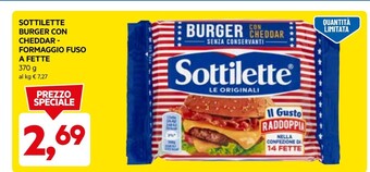 DPiù Sottilette burger con cheddar formaggio fuso a fette offerta