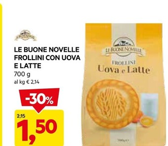 DPiù Le buone novelle frollini con uova e latte offerta