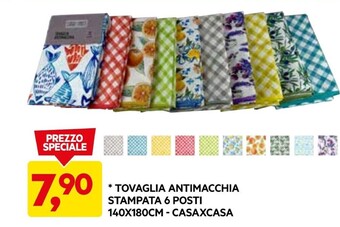 DPiù Casaxcasa - tovaglia antimacchia stampata 6 posti 140x180cm offerta