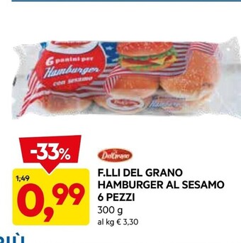 DPiù Del grano f.lli hamburger al sesamo offerta