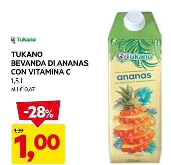 DPiù Tukano bevanda di ananas con vitamina c offerta