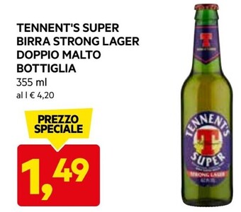 DPiù Tennent's super birra strong lager doppio malto offerta