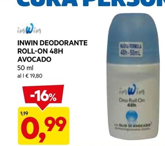 Inwin - deodorante roll-on 48h avocado
