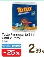 Carrefour Express Tutto pannocarta 3 in 1 conf . 2 rotoli offerta