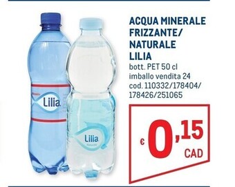 Metro Lilia acqua minerale frizzante offerta