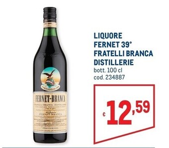 Metro Fernet branca liquore 39 distillerie offerta