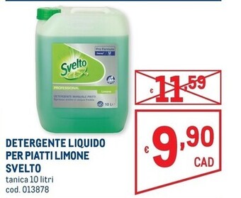 Metro Svelto detergente liquido per piatti limone offerta