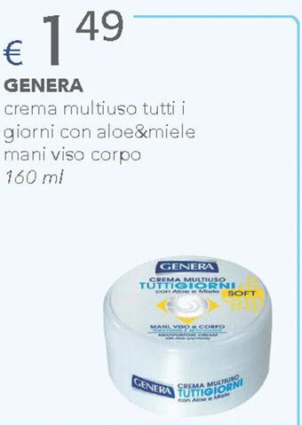 Acqua & Sapone GENERA crema multiuso tutti i giorni con aloe&miele mani viso corpo 160 ml offerta