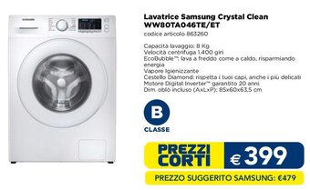 Esselunga Lavatrice Samsung Crystal Clean WW80TA046TE/ET offerta