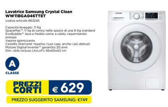 Esselunga Lavatrice Samsung Crystal Clean WW11BGA046TTET offerta