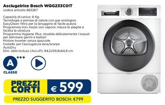 Esselunga Asciugatrice Bosch WQG233COIT codice articolo 863267 offerta