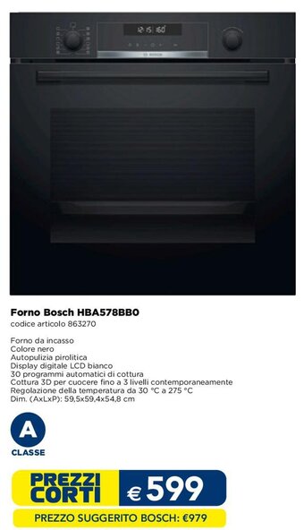 Esselunga Forno Bosch HBA578BBO offerta