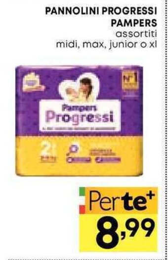Pam PANNOLINI PROGRESSI PAMPERS assortiti midi, max, junior o xl offerta