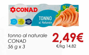 Conad City tonno al naturale CONAD 56 g x 3 offerta