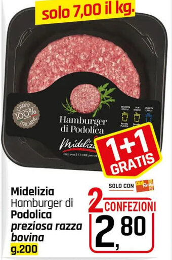Famila Midelizia Hamburger di Podolica preziosa razza bovina g.200 offerta