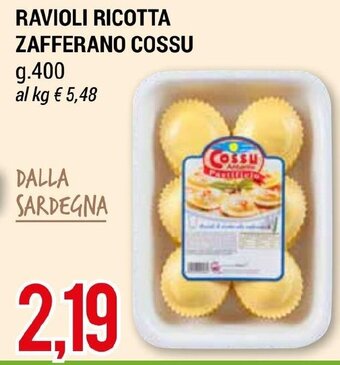 RAVIOLI RICOTTA ZAFFERANO COSSU g.400