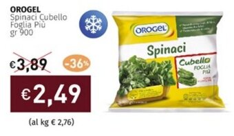 Prezzemolo e Vitale OROGEL Spinaci Cubello Foglia Più gr.900 offerta