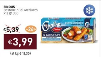 Prezzemolo e Vitale FINDUS Bastoncini di Merluzzo x12 gr 300 offerta