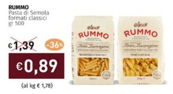 Prezzemolo e Vitale RUMMO Pasta di Semola formati classici gr 500 offerta