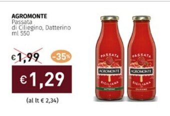 Prezzemolo e Vitale AGROMONTE Passata di Ciliegino, Datterino ml 550 offerta