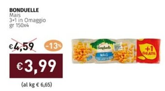Prezzemolo e Vitale BONDUELLE Mais 3+1 in Omaggio gr 150x4 offerta