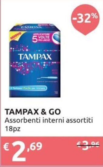 Ipersoap TAMPAX & GO Assorbenti interni assortiti 18pz offerta
